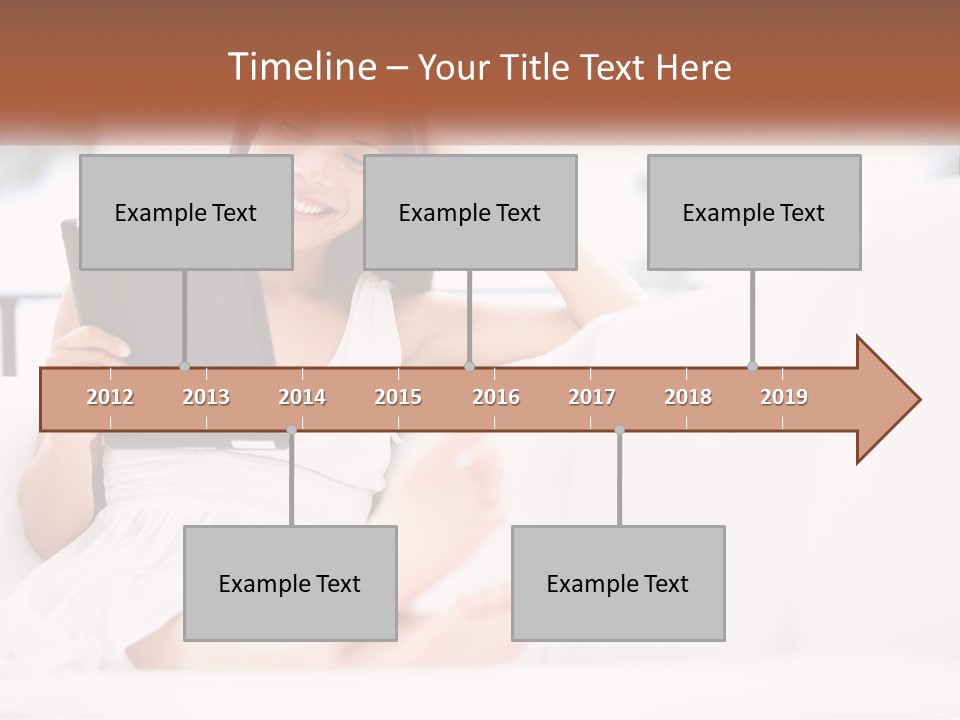 A Woman Sitting On A Couch Holding A Tablet PowerPoint Template