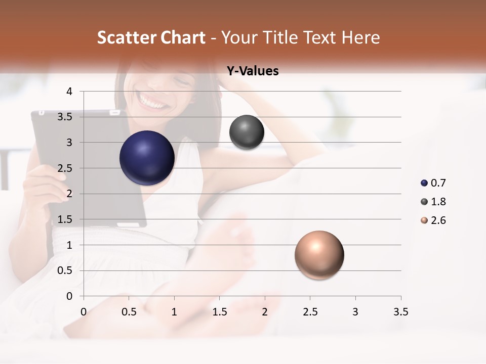 A Woman Sitting On A Couch Holding A Tablet PowerPoint Template