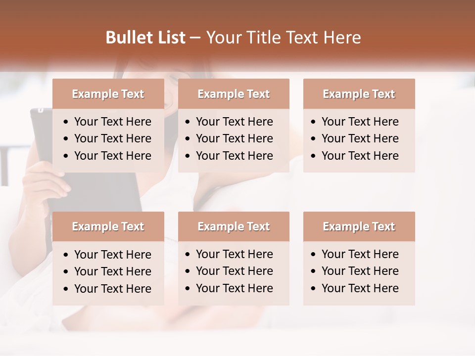 A Woman Sitting On A Couch Holding A Tablet PowerPoint Template