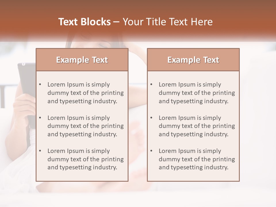 A Woman Sitting On A Couch Holding A Tablet PowerPoint Template