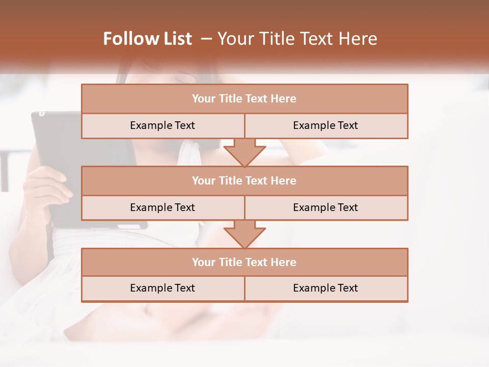 A Woman Sitting On A Couch Holding A Tablet PowerPoint Template