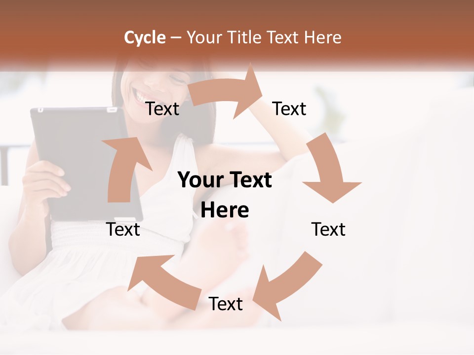 A Woman Sitting On A Couch Holding A Tablet PowerPoint Template