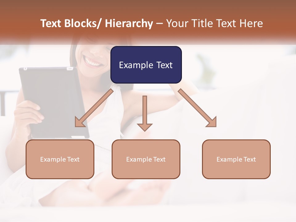 A Woman Sitting On A Couch Holding A Tablet PowerPoint Template