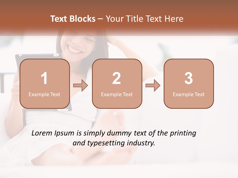 A Woman Sitting On A Couch Holding A Tablet PowerPoint Template