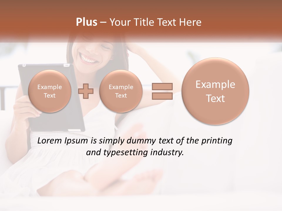 A Woman Sitting On A Couch Holding A Tablet PowerPoint Template