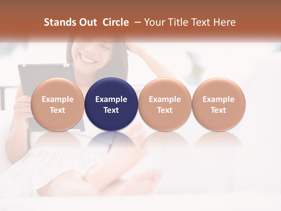 A Woman Sitting On A Couch Holding A Tablet PowerPoint Template