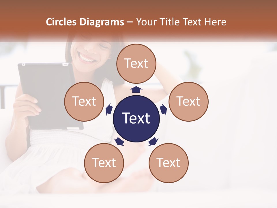 A Woman Sitting On A Couch Holding A Tablet PowerPoint Template