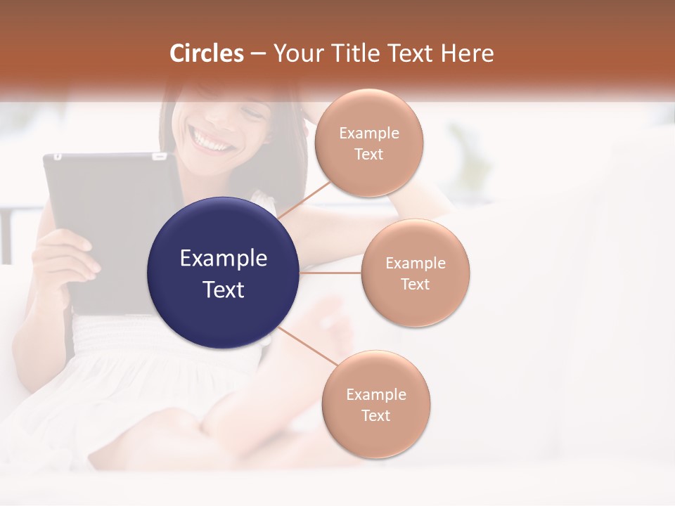 A Woman Sitting On A Couch Holding A Tablet PowerPoint Template