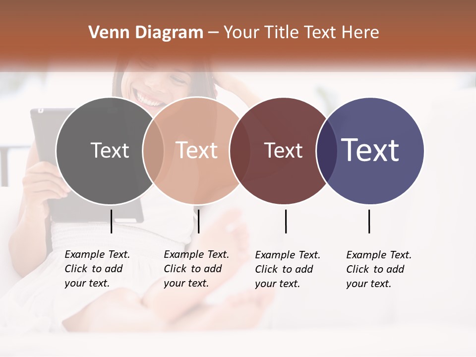 A Woman Sitting On A Couch Holding A Tablet PowerPoint Template