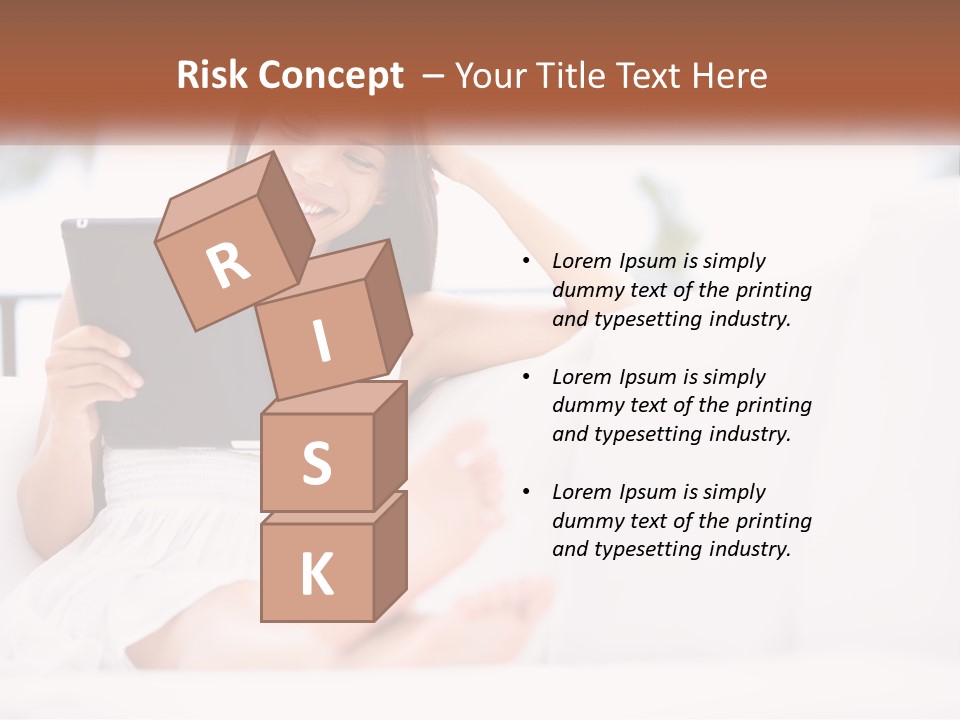 A Woman Sitting On A Couch Holding A Tablet PowerPoint Template