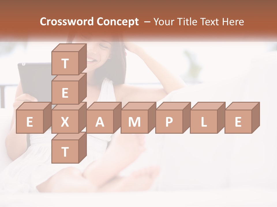 A Woman Sitting On A Couch Holding A Tablet PowerPoint Template