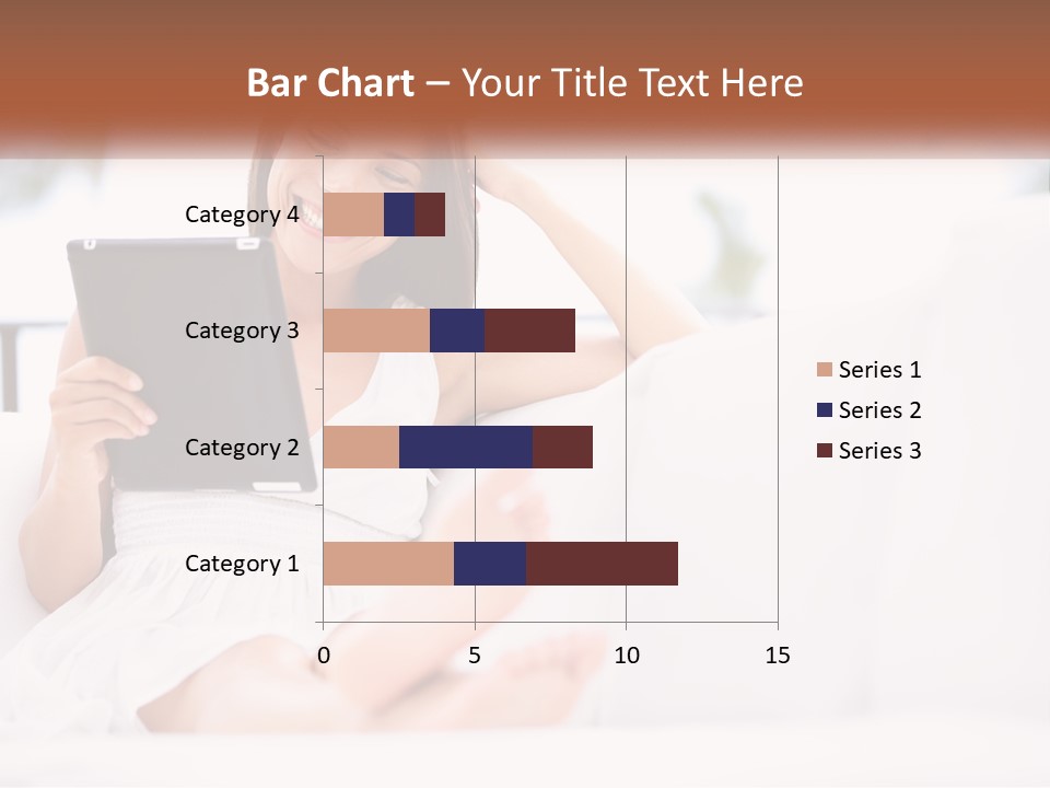 A Woman Sitting On A Couch Holding A Tablet PowerPoint Template