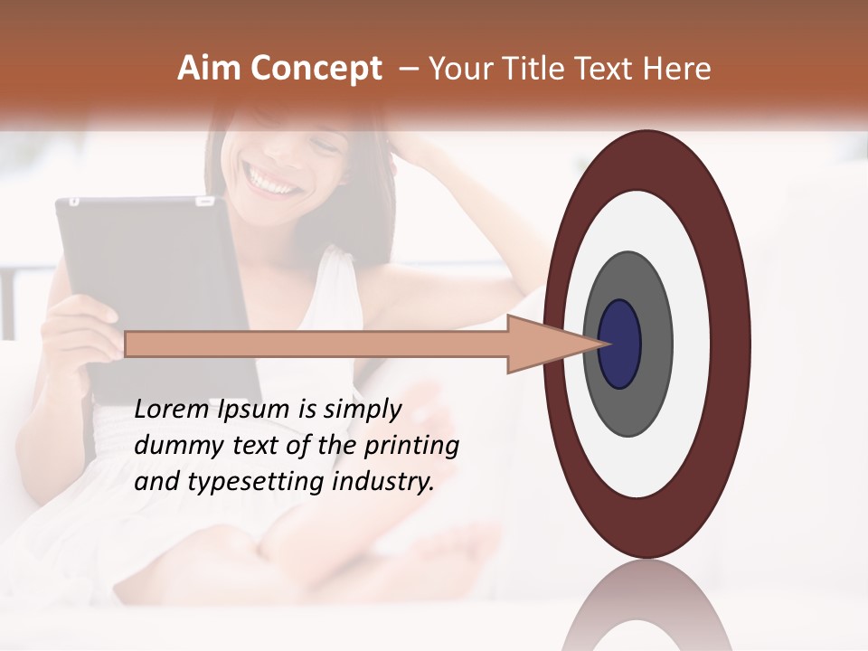 A Woman Sitting On A Couch Holding A Tablet PowerPoint Template