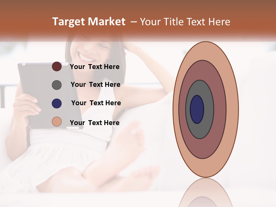 A Woman Sitting On A Couch Holding A Tablet PowerPoint Template