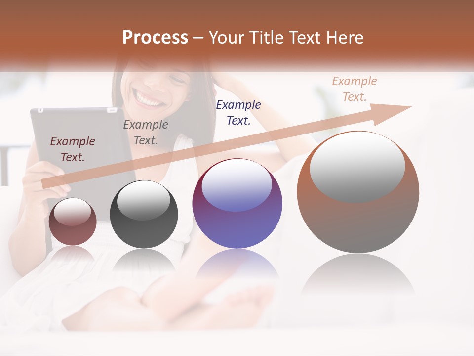 A Woman Sitting On A Couch Holding A Tablet PowerPoint Template