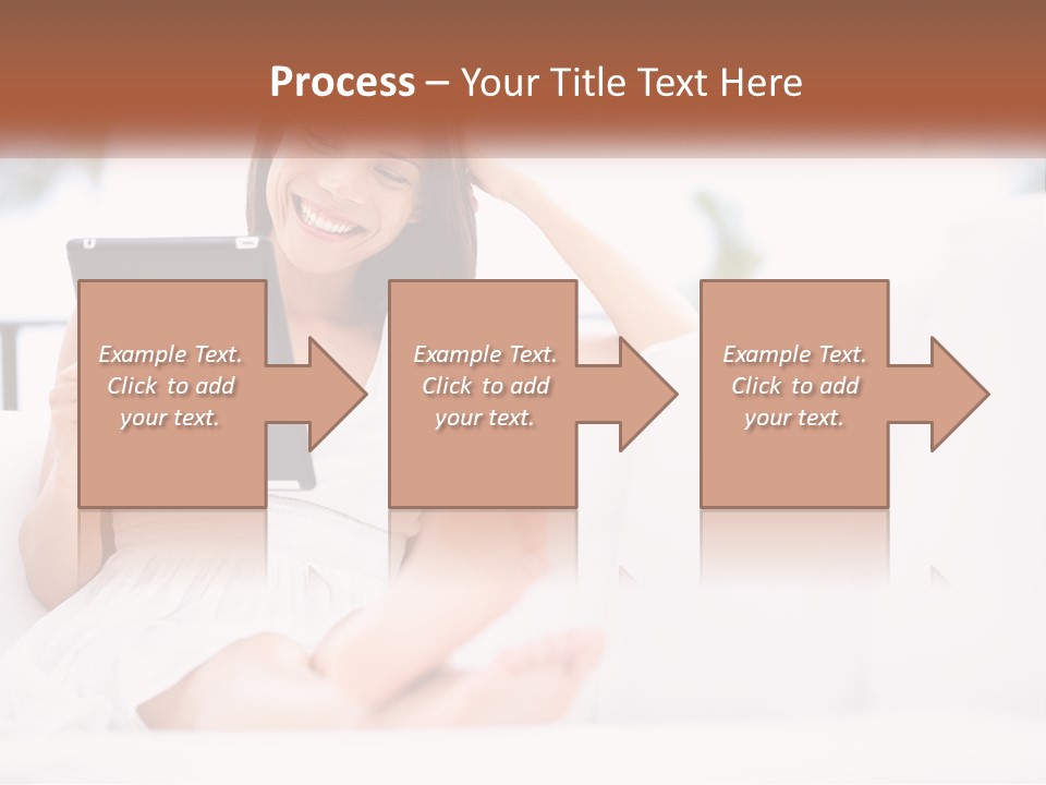 A Woman Sitting On A Couch Holding A Tablet PowerPoint Template