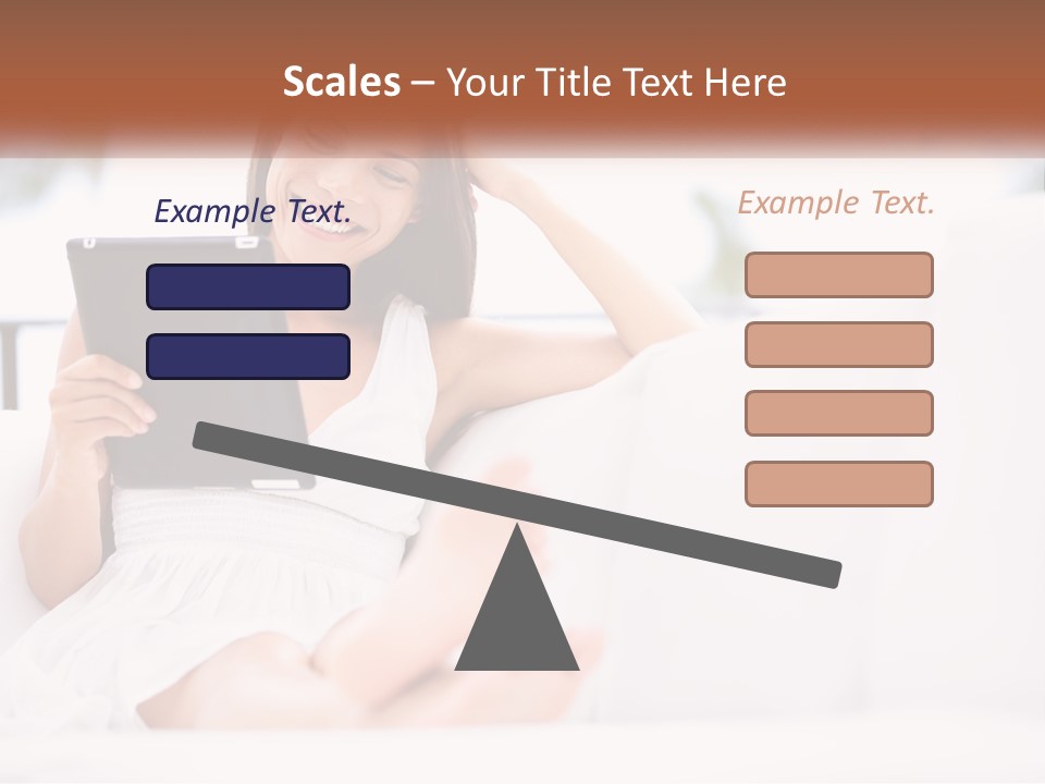 A Woman Sitting On A Couch Holding A Tablet PowerPoint Template