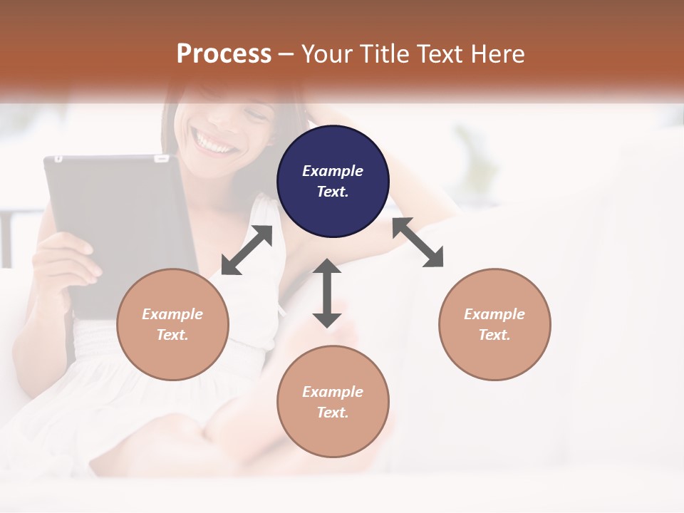 A Woman Sitting On A Couch Holding A Tablet PowerPoint Template