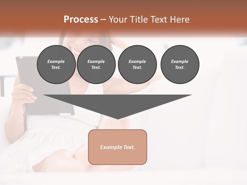 A Woman Sitting On A Couch Holding A Tablet PowerPoint Template