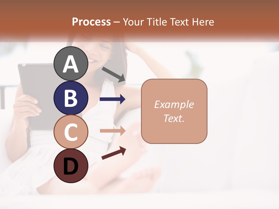 A Woman Sitting On A Couch Holding A Tablet PowerPoint Template