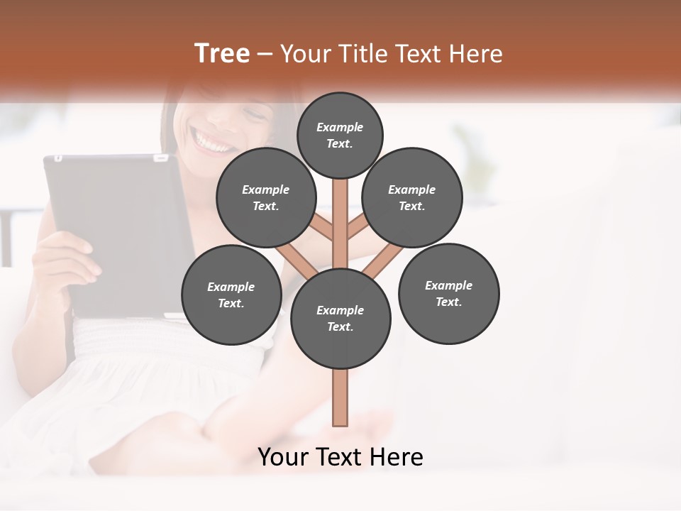 A Woman Sitting On A Couch Holding A Tablet PowerPoint Template