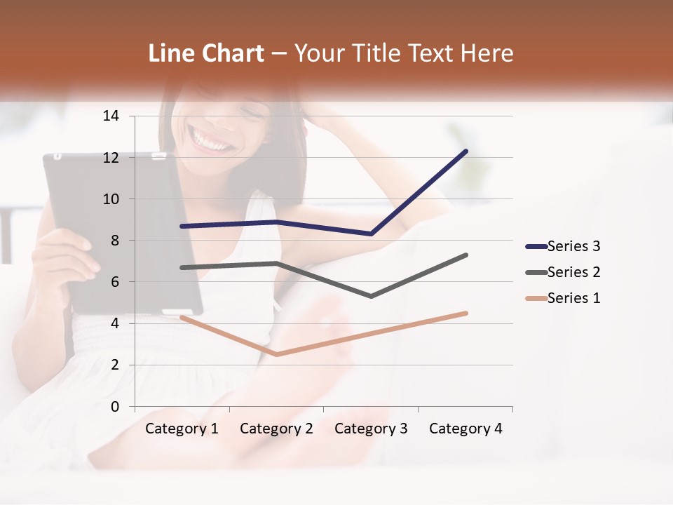 A Woman Sitting On A Couch Holding A Tablet PowerPoint Template