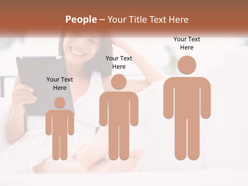 A Woman Sitting On A Couch Holding A Tablet PowerPoint Template