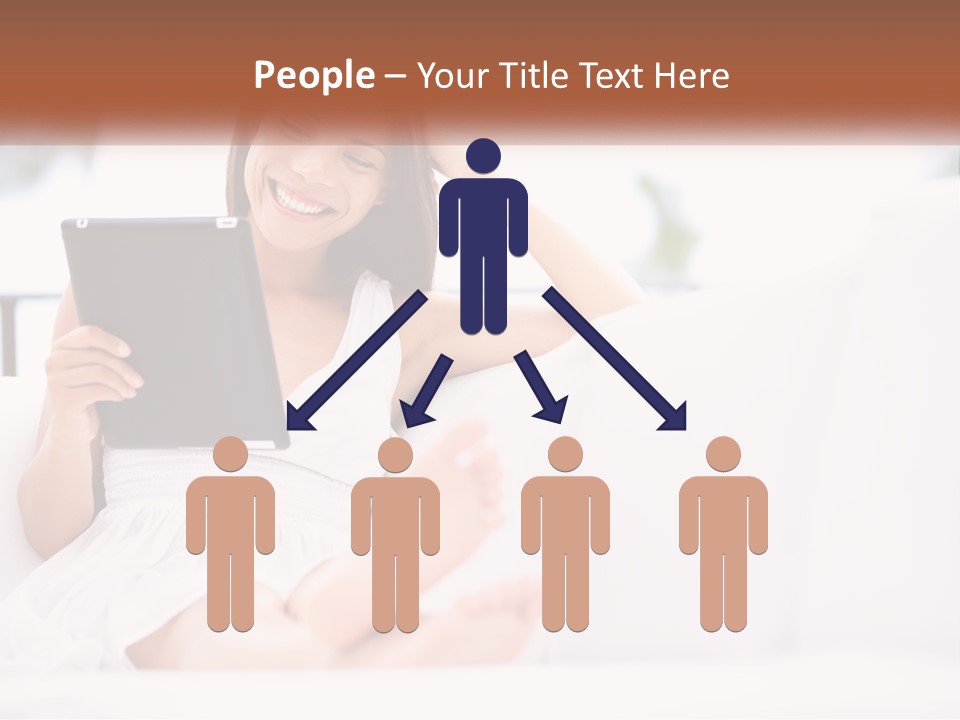 A Woman Sitting On A Couch Holding A Tablet PowerPoint Template