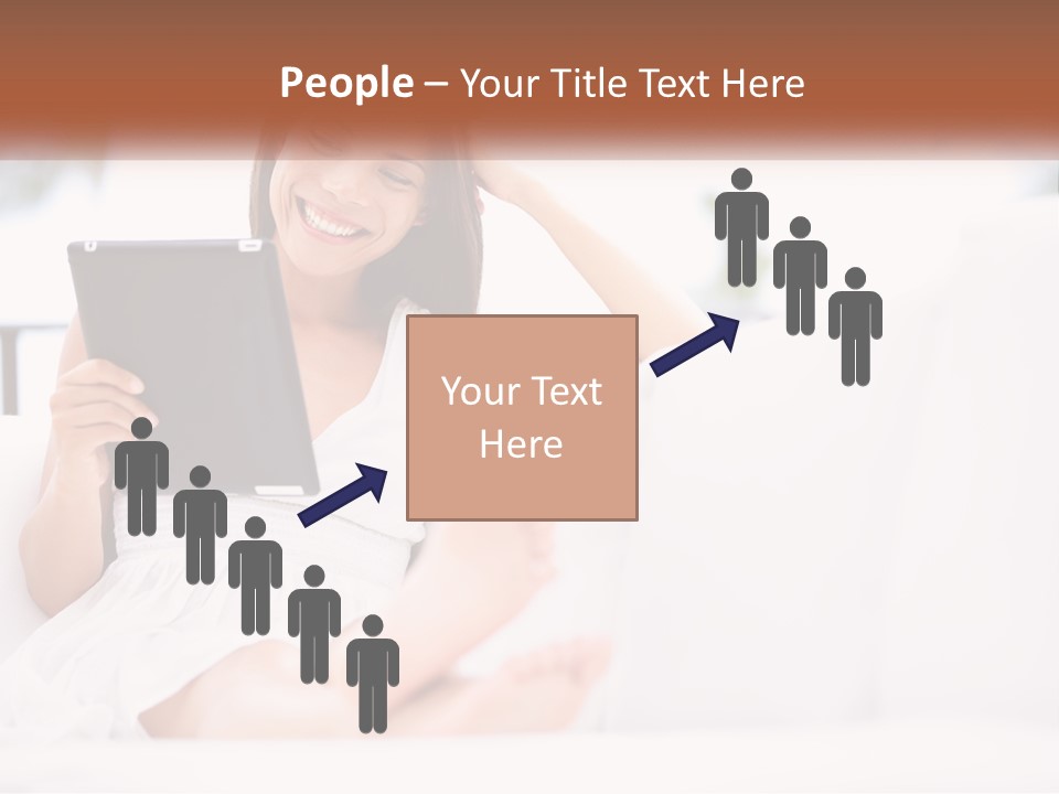 A Woman Sitting On A Couch Holding A Tablet PowerPoint Template