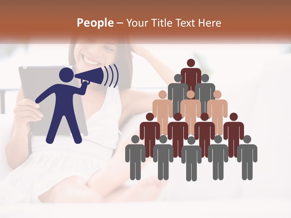 A Woman Sitting On A Couch Holding A Tablet PowerPoint Template