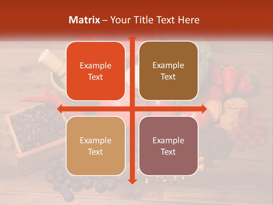 A Variety Of Fruits And Vegetables On A Wooden Table PowerPoint Template