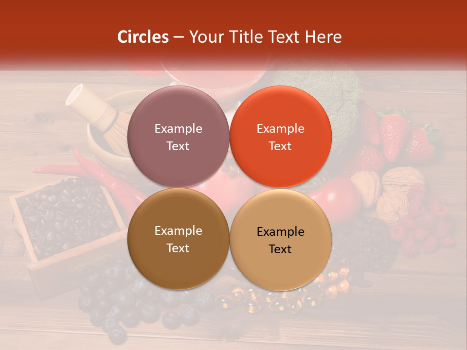 A Variety Of Fruits And Vegetables On A Wooden Table PowerPoint Template