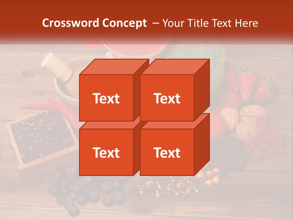 A Variety Of Fruits And Vegetables On A Wooden Table PowerPoint Template