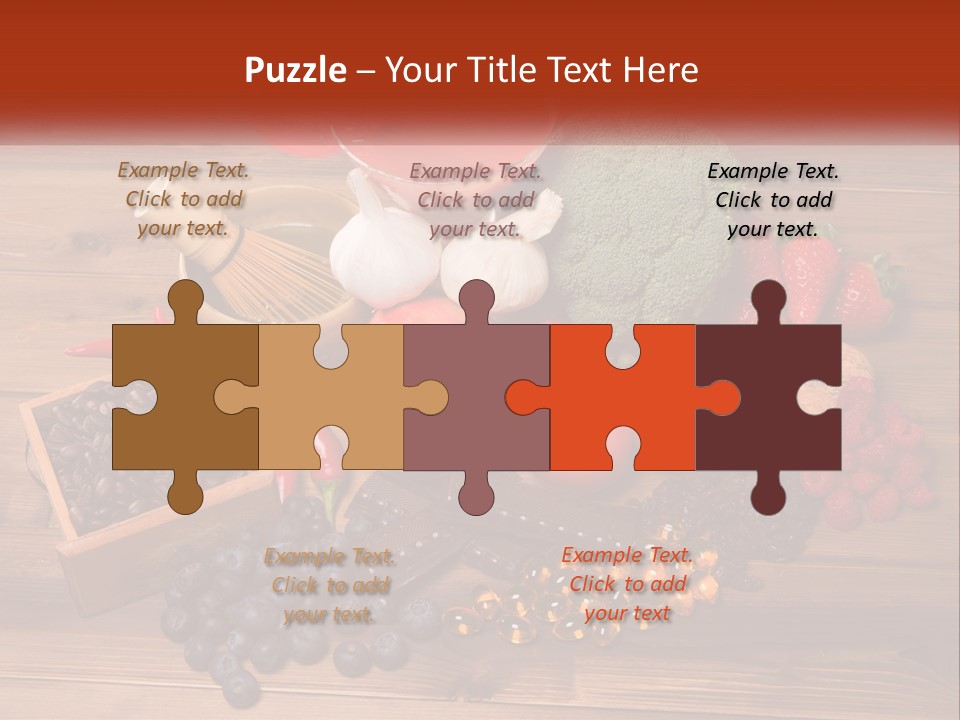 A Variety Of Fruits And Vegetables On A Wooden Table PowerPoint Template