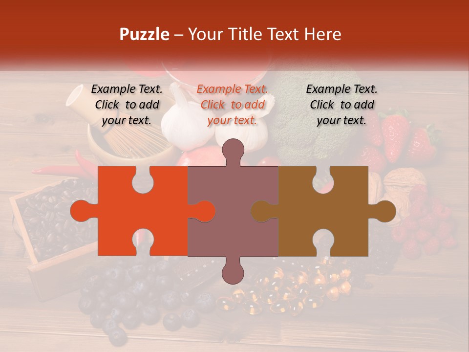 A Variety Of Fruits And Vegetables On A Wooden Table PowerPoint Template