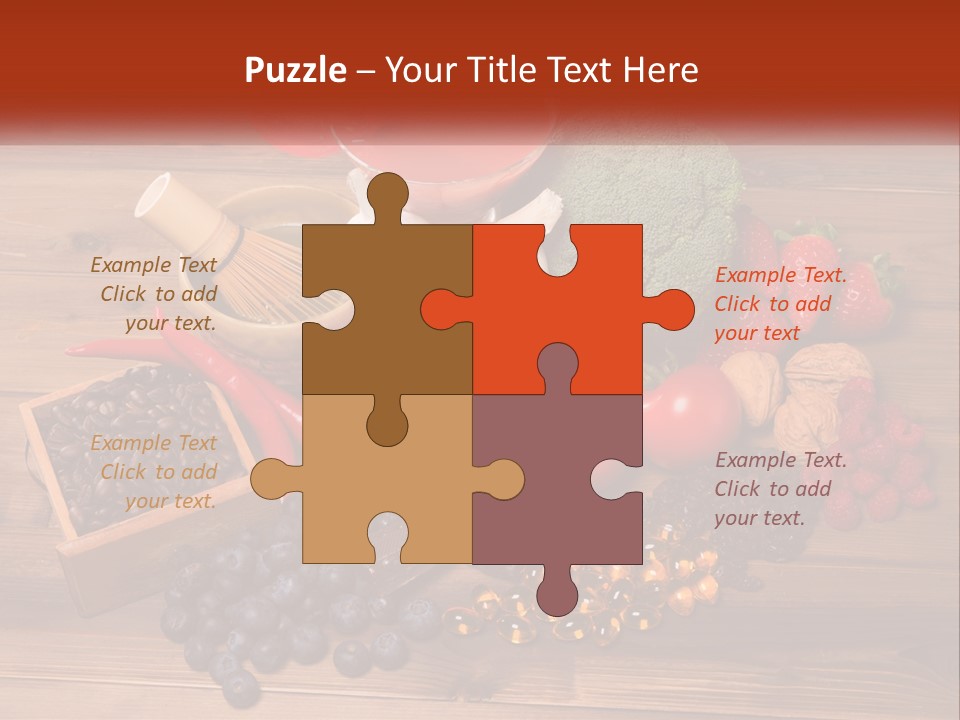 A Variety Of Fruits And Vegetables On A Wooden Table PowerPoint Template