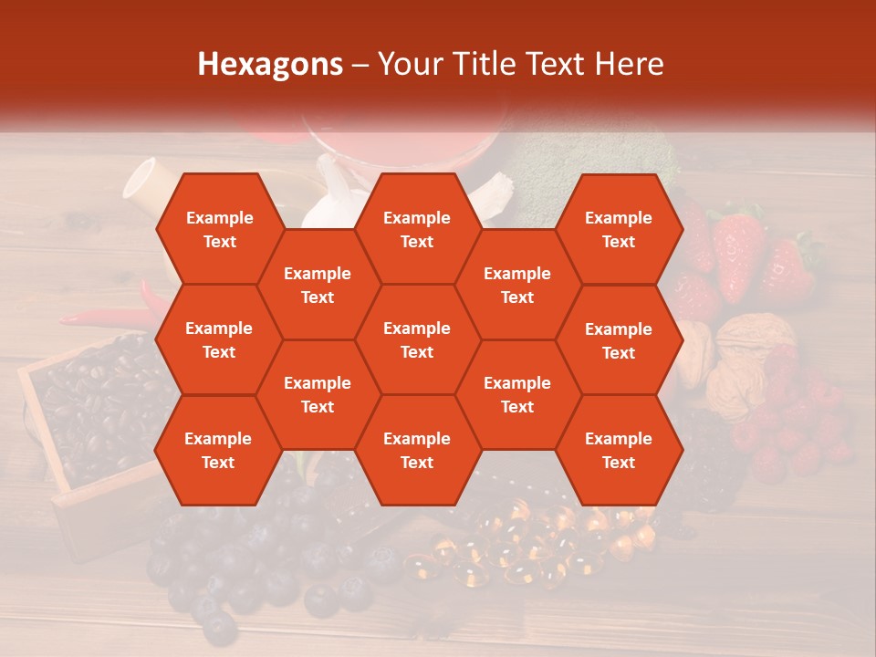 A Variety Of Fruits And Vegetables On A Wooden Table PowerPoint Template