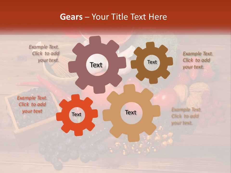 A Variety Of Fruits And Vegetables On A Wooden Table PowerPoint Template