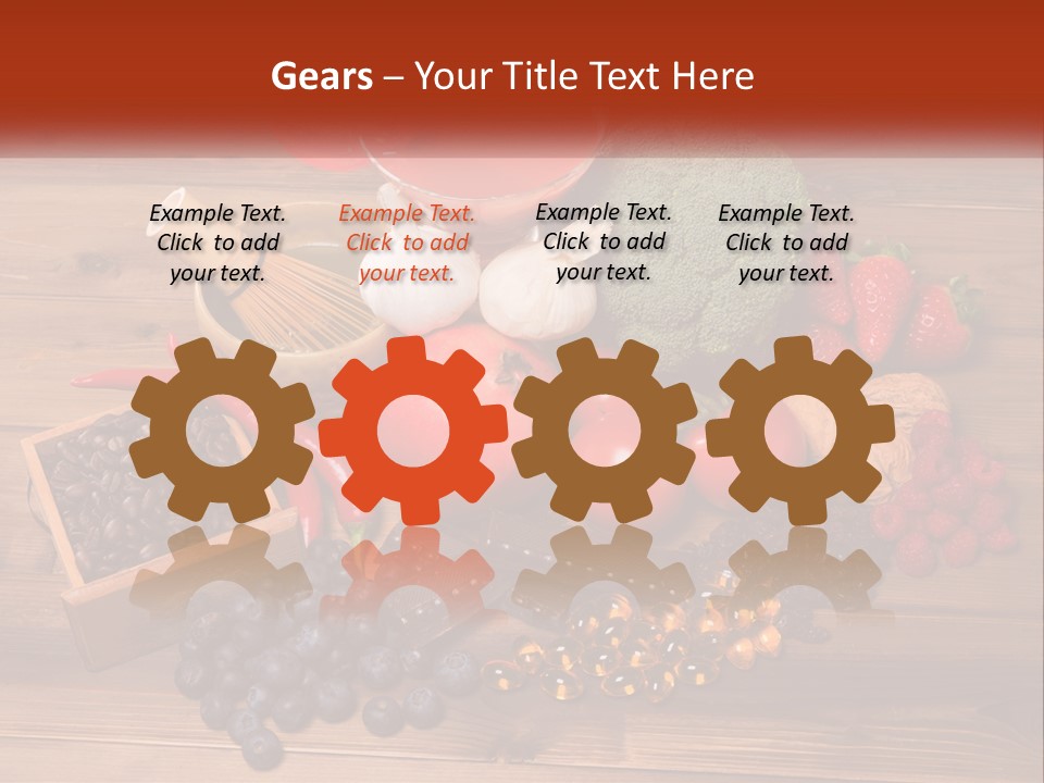 A Variety Of Fruits And Vegetables On A Wooden Table PowerPoint Template