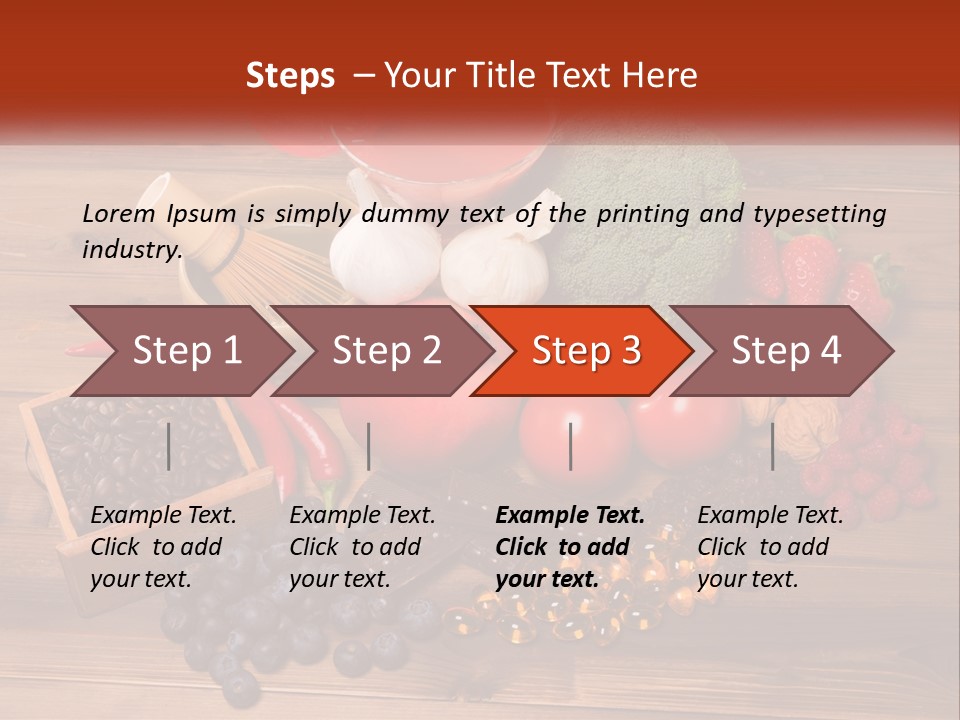 A Variety Of Fruits And Vegetables On A Wooden Table PowerPoint Template