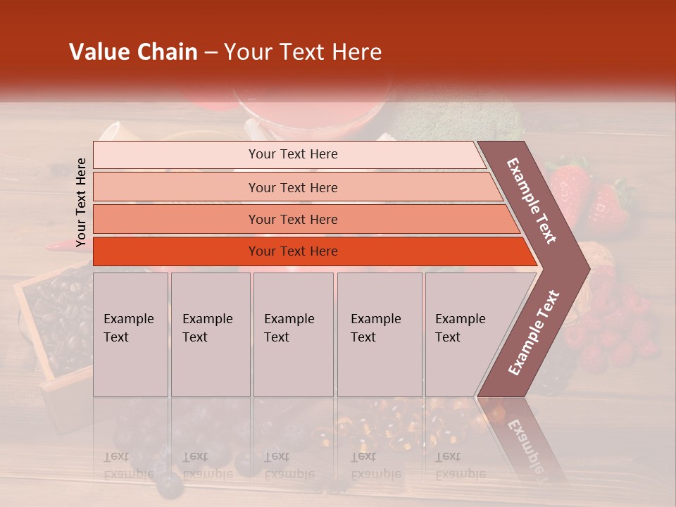 A Variety Of Fruits And Vegetables On A Wooden Table PowerPoint Template