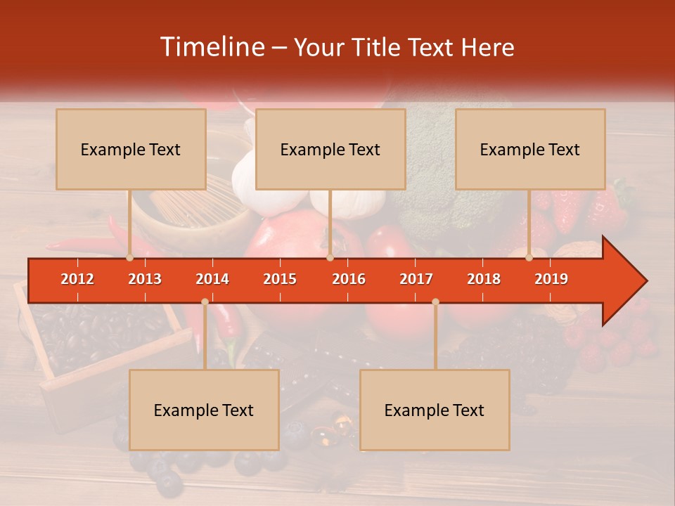 A Variety Of Fruits And Vegetables On A Wooden Table PowerPoint Template