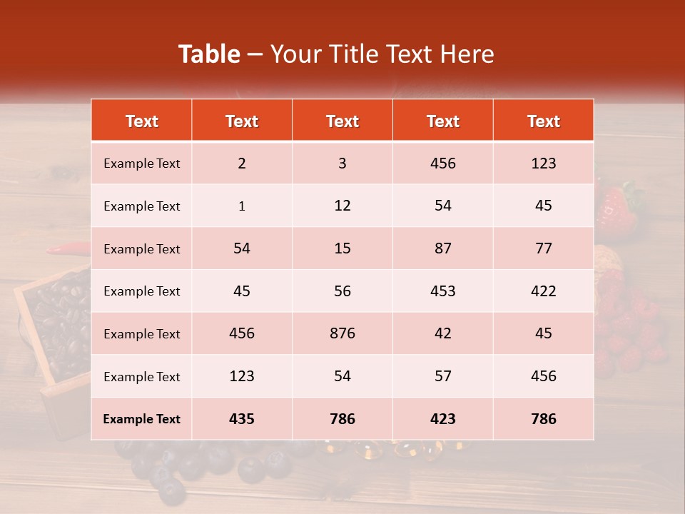 A Variety Of Fruits And Vegetables On A Wooden Table PowerPoint Template