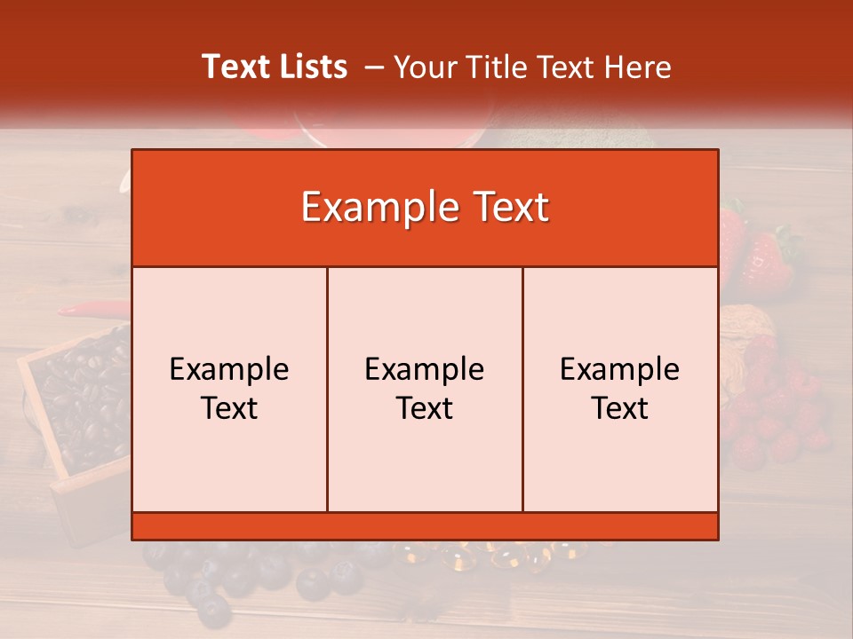 A Variety Of Fruits And Vegetables On A Wooden Table PowerPoint Template