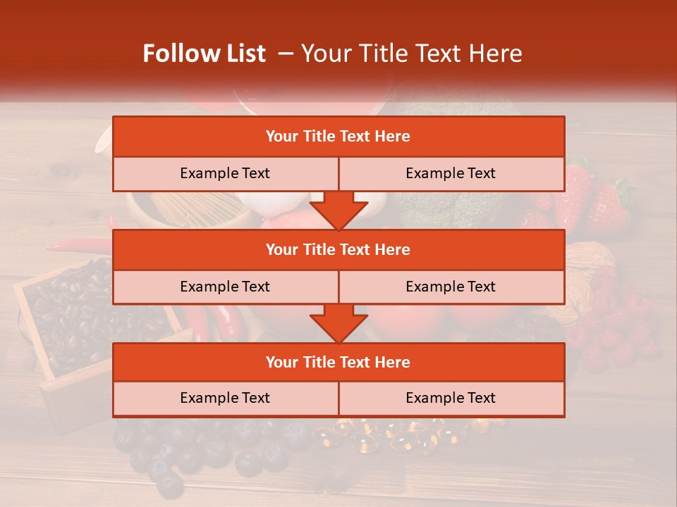 A Variety Of Fruits And Vegetables On A Wooden Table PowerPoint Template
