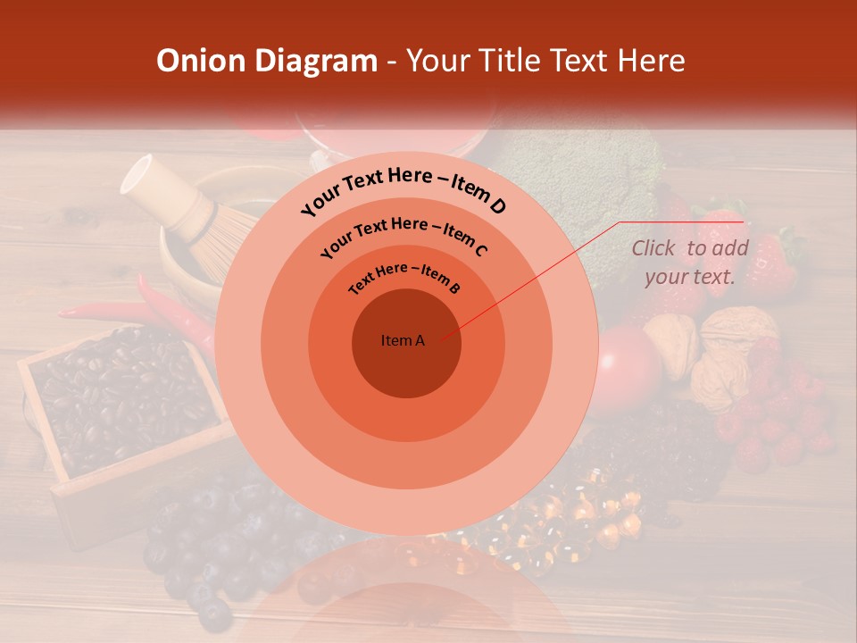 A Variety Of Fruits And Vegetables On A Wooden Table PowerPoint Template