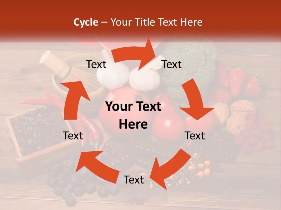 A Variety Of Fruits And Vegetables On A Wooden Table PowerPoint Template