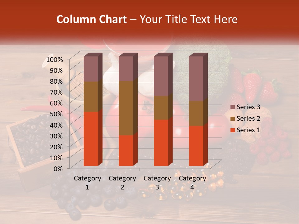 A Variety Of Fruits And Vegetables On A Wooden Table PowerPoint Template