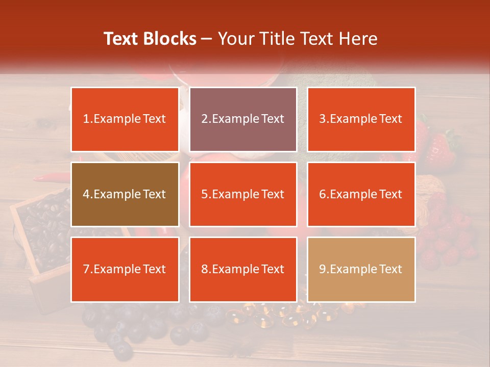 A Variety Of Fruits And Vegetables On A Wooden Table PowerPoint Template