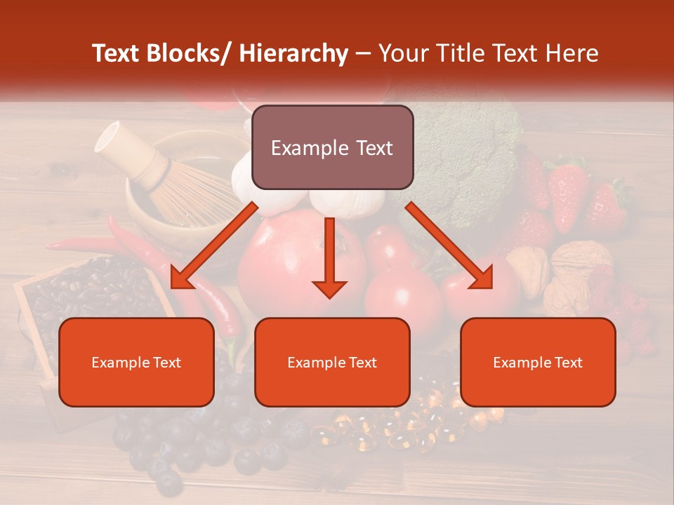 A Variety Of Fruits And Vegetables On A Wooden Table PowerPoint Template